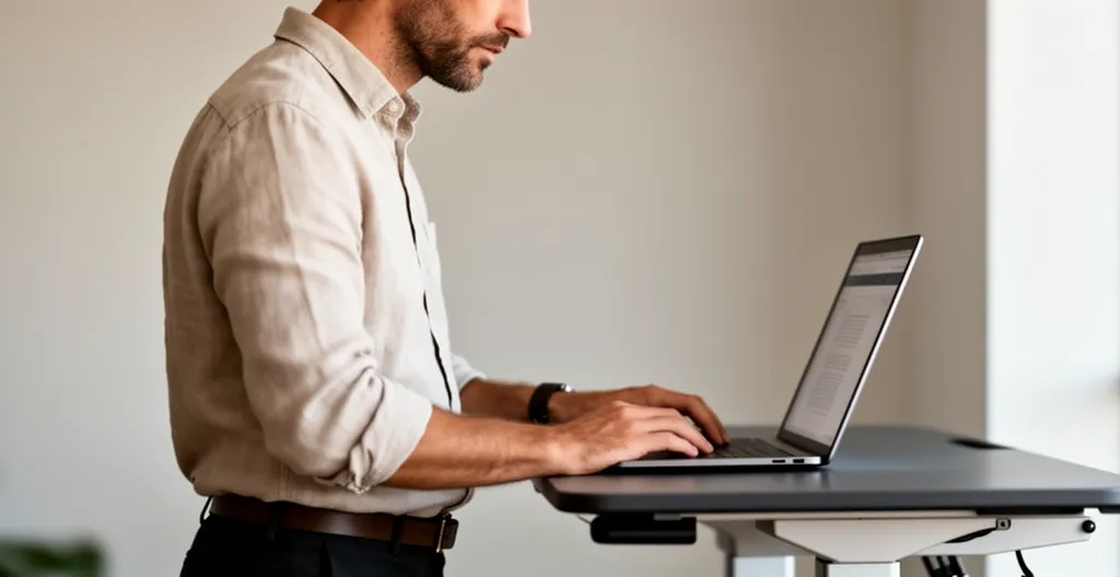 Professionnel travaillant debout à un bureau réglable en hauteur à Bordeaux